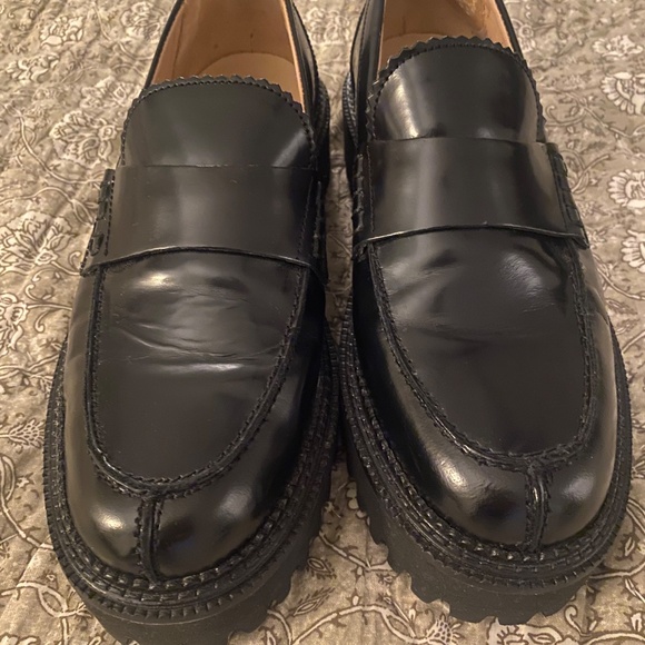 H&M Premium Selection Black Chunky Leather Loafers Womens Size 9 - Picture 5 of 7